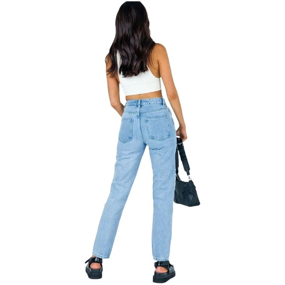 Princess Polly Women Size 2 High Rise Patchwork Mom Jeans jeans - Picture 3 of 10